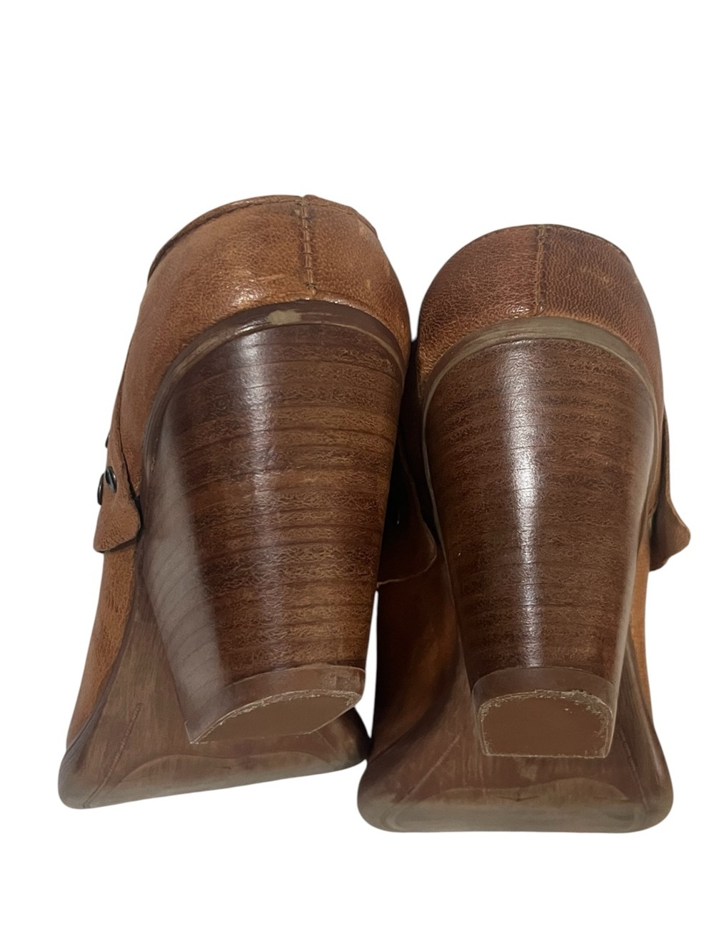 Sofft Gila Studded Stack Heel Distressed Leather Mules Warm Chestnut Brown Sz 10 - Picture 9 of 9